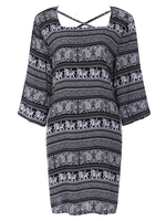 Bohemian Women Elephant Printed Long Sleeve Dresses