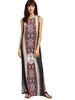 Bohemian Women Ethnic Printed Side Split Slim Long Maxi Dresses