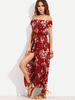 Bohemian Women Floral Printed Off Shoulder Maxi Dresses