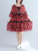 Bohemian Women Floral Printed Patchwork Half Sleeve Chiffon Dresses