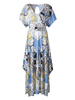 Bohemian Women Half Sleeve Floral Printed Split Maxi Dresses
