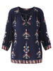 Bohemian Women Long Sleeve Embroidery Loose Shirts