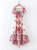 Bohemian Women Off Shoulder Printed Chiffon Maxi Dresses