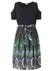 Bohemian Women Off Shoulder Printed Chiffon Patchwork Party Dress