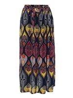 Bohemian Women Printed Bow Belt Elastic Waist Maxi Skirt
