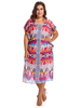 Bohemian Women Printed Side Split Beach Cover Up Dress