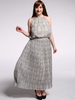 Bohemian Women Printed Strap Sleeveless Elastic Waist Pleated Chiffon Dress