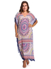 Bohemian Women Printed V-Neck Tassels Cover Up Beach Dress