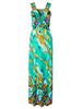 Bohemian Women V Neck Floral Elastic Waist Bohemian Maxi Dress
