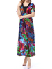 Boho Backless Print Short Sleeve V-neck Maxi Dress For Women
