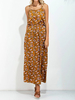 Boho Floral Print Backless Cami O-neck Maxi Dress For Women