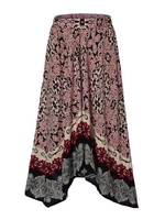 Boho Floral Print Elastic Waist Irregular Hem Casual Skirt