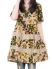 Boho Floral Printed Loose Short Sleeve Vintage Women Dress