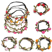 Boho Garland Weave Floral Flower Wedding Bride Party Elastic Hairband Headband
