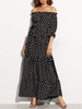 Boho Off-shoulder Polka Dot Half Sleeveless Maxi Dress For Women