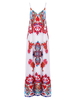 Boho Print Loose Backless Cami V-neck Maxi Dress For Women