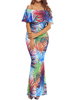 Boho Print Off-shoulder Flouncing Bodycon Maxi Dress For Women