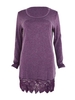 Bottom Lace Patchwork Long Sleeve Pullover Knitted Mini Dress