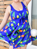Bow Sleeveless Bodysuit Flower Print Bathing Suit Swimdresses