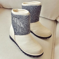 Bowknot Beaded Umbrella Waterproof Ankle Color Match Warm Boots