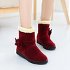 Bowknot Faux Fur Lining Slip On Ankle Short Boots For Women