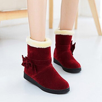 Bowknot Faux Fur Lining Slip On Ankle Short Boots For Women
