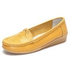 Bowknot Stitching Leather Soft Sole Comfortable Flat Slip On Loafers