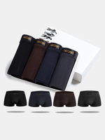 Box-Packed 4 Pieces Casual Modal Mid Waist Breathable Soft U Convex Pouch Boxers for Men