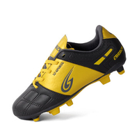 Boy Color Match Plaid Lace Up Studs Non Slip Soccer Football Shoes