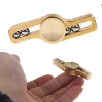 Brass EDC Finger Spinner Gadget Fingertip Spiral Focus Gyro with 2 Balls