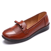 Breathable Pure Color Leather Flat Work Shoes Women Loafers