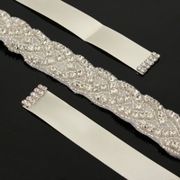 Bridal Luxury Beaded Rhinestone Belt Diamond Crystal Wedding Dress Girdle