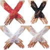 Bridal Prom Sexy Pearl Lace Flower Rhinestones Fingerless Gloves Wedding Party Gloves