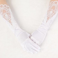 Bridal Wedding Finger Lace Satin Gloves Party Accessories