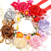 Bridal Wrist Flower Bridesmaid Corsage Rose Ribbon Bracelet Wedding Decor