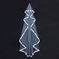 Bride Cathedral Wedding Flower Lace White Veil Long Mantilla Hair Accessories