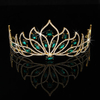 Bride Gold Green Rhinestone Crystal Tiara Crown Princess Queen Wedding Bridal Party Headpiece