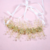 Bride Golden Floral Crystal Rhinestone Pearls Ribbon Headpieces Bridal Wedding Party Tiara Headband