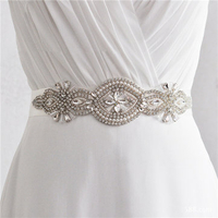 Bride Rhinestone Bead Ribbon Elegant Party Dress Sash Belt Wedding Cocktail Dress Accessories