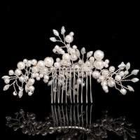 Bride Rhinestone Crystal Pearl Hair Comb Elegant Wedding Prom Bridal Headpiece