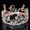 Bride Rose Gold Flower Leaf Crystal Diamond Wedding Bridal Crown Rhinestone Opal Pageant Tiara