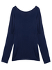 Brief Backless Long Sleeve Solid O Neck Basic Women T-Shirt