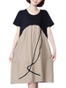 Brief Loose O-neck Short Sleeves Patchwork Printed Dresses