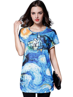 Brief O-neck Short Sleeves Abstract Printed T-shirts For Women