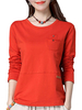 Brief Pockets Design Long Sleeve Basic Shirt For Women