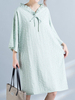 Brief Print Pocket Half Sleeve V Neck Women Dresses