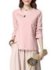 Brief Pure Color Split Elegant Women Long Sleeve Blouse