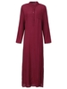 Brief Solid Stand Collar Long Sleeve Women Maxi Shirt Dress