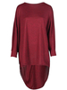 Brief Women Irregular Hem Batwing Long Sleeve Solid Color Cotton Tops Pullover