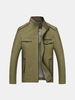 British Style Casual Business Zipper Chest Pocket Thin Stand Collar Jacket For Men